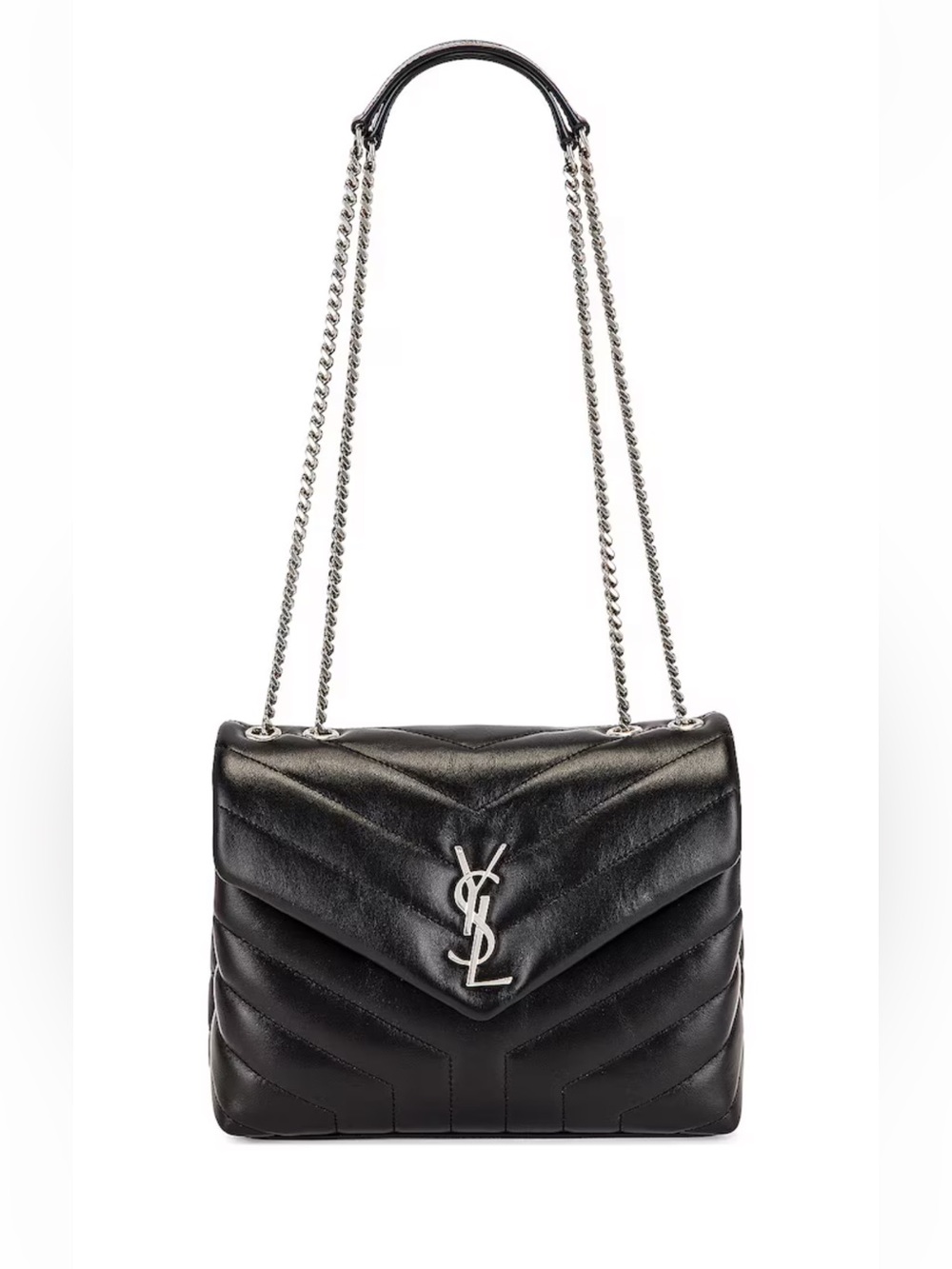 SAINT LAURENT Small Loulou Chain Bag Black with Silver hardware - Picture 3 of 13
